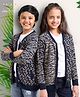 Arias Knit Full Sleeve Sweater with Animal Jacquard design All Over Print -Navy & Beige