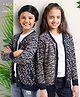 Arias Knit Full Sleeve Sweater with Animal Jacquard design All Over Print -Navy & Beige