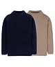 RVK Knit Pack Of 2 Full Sleeves Solid Abstract Printed Skivi Tee- Black & Beige