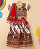Banjara India Navratri Theme Short Sleeves Kutchi Embroidered Choli & Lehenga With Dupatta - White & Multi Color