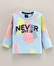 Olio Kids Lycra Full Sleeves Winter Wear T-Shirt Text Print - Light Blue