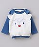 Wonderchild Raglan Full Sleeves Animal Face & Ear Applique Detailed Sweatshirt - Teal Blue
