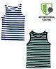 COCOON ORGANICS Pack Of 2 Sleeveless Rugby Striped Vests - Green & Blue