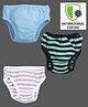 COCOON ORGANICS Pack Of 3 Solid & Rugby Striped Briefs - Blue Grey & Green