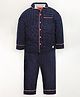 Cherry Crumble By Nitt Hyman Full Sleeves Polka Dots Printed Night Suit - Navy Blue