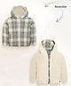 Cherry Crumble By Nitt Hyman Full Sleeves Checkered & Faux Fur Detailing Reversible Hooded Jacket - Cream & Black