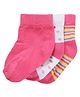 Footprints Pair of 3 Organic Cotton And Bamboo Striped And Design Detail Socks - Pink