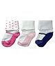 Footprints Pack Of 3 Ballerina Style Pairs Striped Design Supersoft Organic Cotton & Bamboo Unisex Socks - Pink & Blue