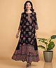 Bella Mama Woven Layered Floral Printed Dress - Black