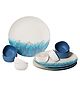 Earthism Eco-Friendly Azure Theme Bamboo Fibre 4 Dinner Plates and 8 Bowls Pack of 12 - Beige Blue