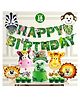 Zyozi Jungle Safari Happy Birthday Decoration Animal Birthday Decoration Green - Pack of 18