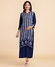 Bella Mama Three Fourth Sleeves Double Layered Maternity Kurta- Navy Blue