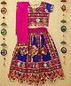 Banjara India Navratri Theme Half Sleeves Kutchi Embroidered Choli With Lehenga And Dupatta - Blue