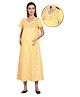 Zelena 100% Cotton Half Sleeves Floral Printed Feeding Maternity Night Dress - Yellow
