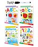ABC Small Letters ABC Capital Letters 123 Numbers & Patterns Pen Control Reusable Wipe and Clean Books Pack of 4 - English
