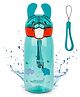 Fiddlerz Bunny Ear Theme Water Bottle With Straw Green - 550 ml