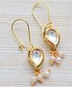 Pretty Ponytails Contemporary Geometric Shaped Meenakari Kundan & Pearl Gold Hoop Earring - Gold & White