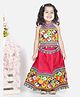 Bownbee Navratri Theme Sleeveless Embroidered Halter Neck Choli With Lehenga - Pink