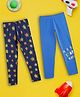 XY Life Pack Of 2 Antimicrobial Finish 100% Combed Cotton High Moisture Absorption Stars & Exploring Text Printed Leggings - Navy Blue & Royal Blue