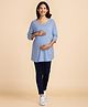 Bella Mama Three Fourth Sleeves Maternity Top - Light Blue