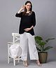 Bella Mama Cotton Woven Schiffli Solid Palazzo - White