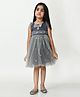 Bella Moda Sleeveless Bow And Sequin Embellished Net Fit And Flare Party Dress - Grey