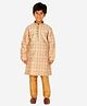 P-MARK Full Sleeves Seamless Vintage Self Designed Kurta With Pyjama - Brown