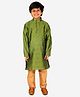 P-MARK Full Sleeves Ethnic Square Motif Printed Kurta & Pajama Set  - Green