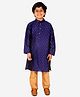 P-MARK Full Sleeves Self Design Kurta With Pyjama - Navy Blue