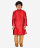 P-MARK Full Sleeves Self Design Kurta With Pyjama - Maroon
