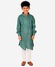 P-MARK Full Sleeves Self Design Kurta With Pyjama - Dark Green
