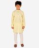 P-MARK Full Sleeves Tiny Squares Printed Kurta With Pyjama -  Lemon Yellow