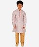 P-MARK Full Sleeves Floral All Over Printed Kurta & Solid Pajama Set - Cream