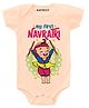 KNITROOT Half Sleeves First Navratri Theme Printed Onesie - Peach