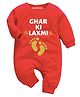 KNITROOT Diwali Theme Full Sleeves Ghar Ki Laxmi Printed Romper - Red