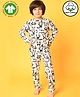 Anthrilo 100% Organic Cotton Full Sleeves Seamless Panda & Rainbow Printed Tee With Coordinating Pyjama - White