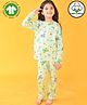 Anthrilo 100% Organic Cotton Full Sleeves Seamless Butterfly Printed Tee With Coordinating Pyjama - Green