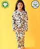 Anthrilo 100% Organic Cotton Full Sleeves All Over Panda & Rainbow Printed Night Suit - Peach