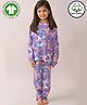 Anthrilo 100% Organic Cotton Full Sleeves Unicorn Universe Printed Night Suit - Purple