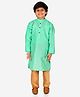P-MARK Full Sleeves Self Design Kurta With Pyjama - Green
