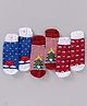 Spenta Cotton Blend Ankle Length Socks Christmas Design Pack of 3 - Red Blue White