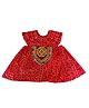Aglare Navratri Theme Short Sleeves Bandhani & Mirror Embellished Patch Detail Dress - Red