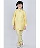 AJ Dezines Raw Silk Full Sleeves Seamless Embroidered Kurta With Pyjama - Yellow