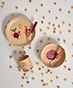Mi Arcus Baby 100% Bamboo Dinner Set, Vegetable Print, Pack of 5,Plate,Bowl,Glass,Fork,Spoon - Brown, Suitable for Ages 6 Months+