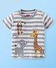 Babyhug Cotton  Half Sleeves T-Shirt with Elephant Print - White Melange