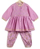 Tiber Taber Full Sleeves Chanderi Embroidered Angrakha Kurta With Floral Foil Print Salwar - Purple