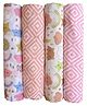 Trance Home Linen Super Soft Cotton Malmal Swaddle Wrap Pack of 4 - Pink