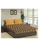 Trance Home Linen Pure Cotton King Size Fitted Bedsheet with Pillow Covers - Grey Mustard