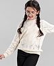 Pine Kids Full Sleeves Moderate Winter Sweater Pointle Structure - Off White