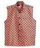 AJ Dezines Sleeveless All Over Floral Stripe Design Detailed Embroidered Ethnic Jacket - Peach